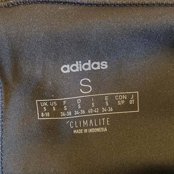 ADIDAS black climalite white 3 stripe tights high-rise leggings women’s small - Picture 2 of 3